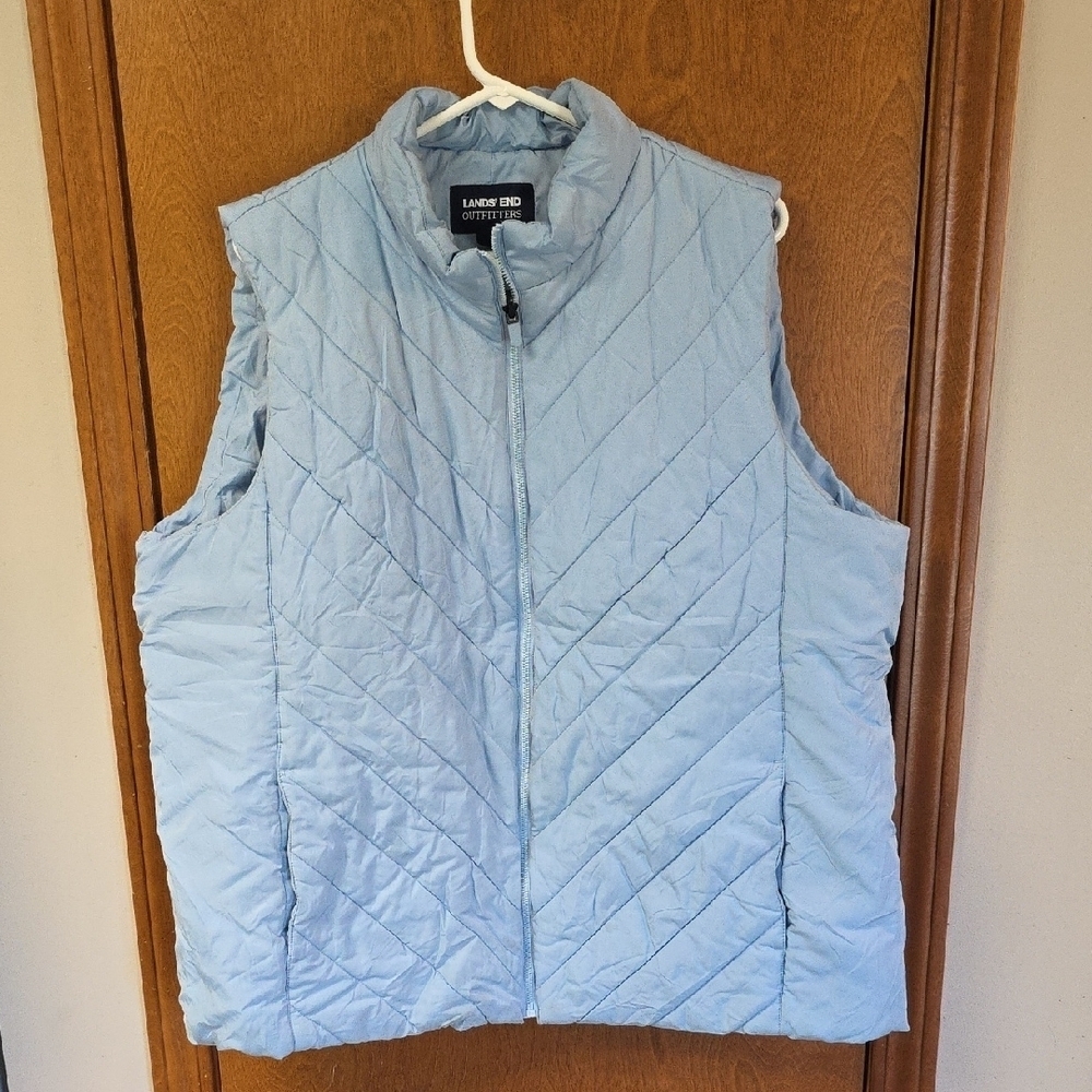 Light Blue Lands' End Outfitters Quilted Vest 2x
